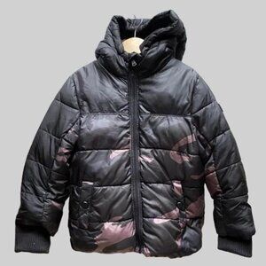 Michael Kors Boys 3T Puffer Jacket Black Camo Hooded Winter Coat